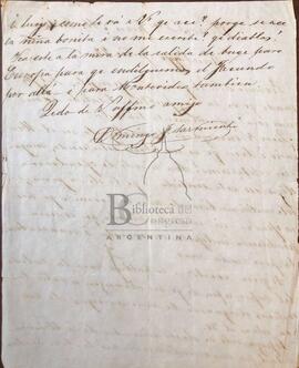 [Carta de D.F. Sarmiento dirigida a Juan María Gutiérrez]