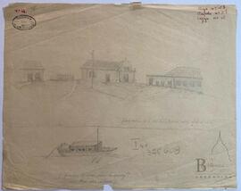 "Iglesia católica en la Col. de Sn. Leopoldo (...)" y "Lanchón toldado para navegación del Rio dos Sinos" [Dibujo]