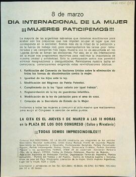 [Volante para el acto del 8 de Marzo de 1984. Día Internacional de la Mujer]