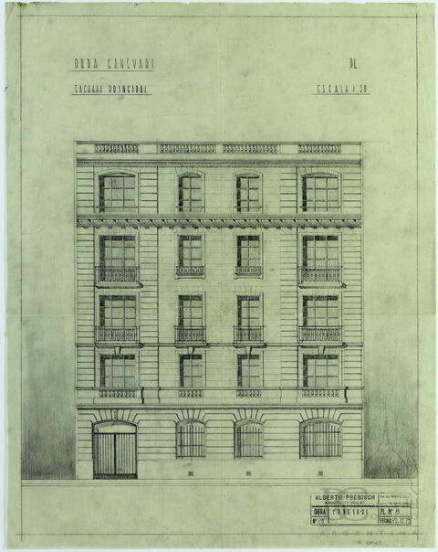 "Obra Canevari. Fachada principal. Plano N° 8"