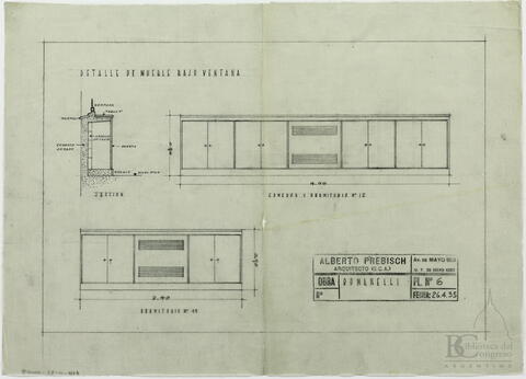 "Detalle de mueble bajo ventana. Plano N° 6"