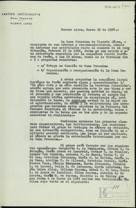 [Informe de la Rama Femenina de Vicente López]