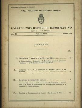 "Boletín estadístico e informativo de la Caja Nacional de Ahorro Postal (Año XI, Nº 118)"