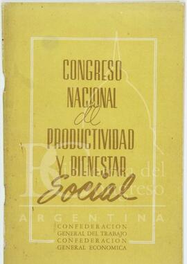 "Congreso Nacional de Productividad y Bienestar Social" [Folleto]