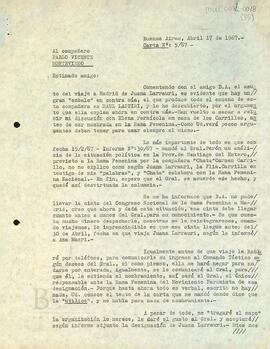 [Carta de Mabel Di Leo dirigida a Pablo Vicente]